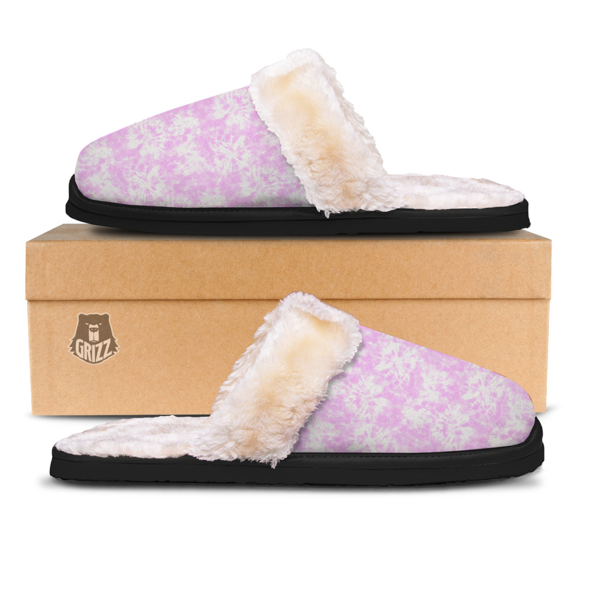 Tie Dye Shibori Pink Print Pattern Slippers-grizzshop