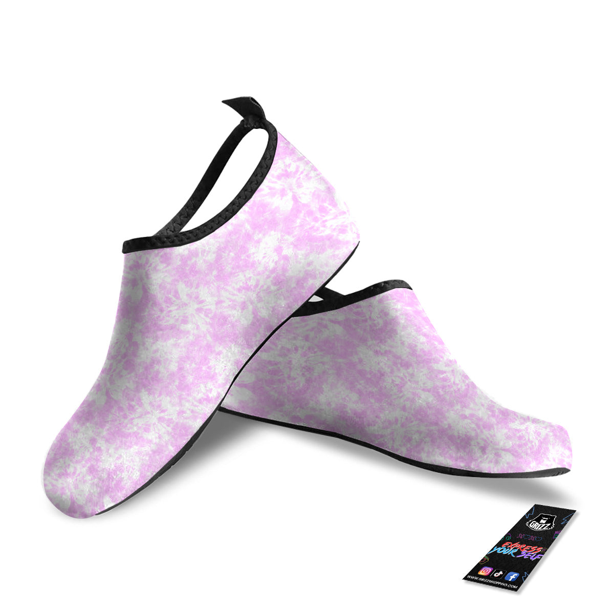 Tie Dye Shibori Pink Print Pattern Water Shoes-grizzshop