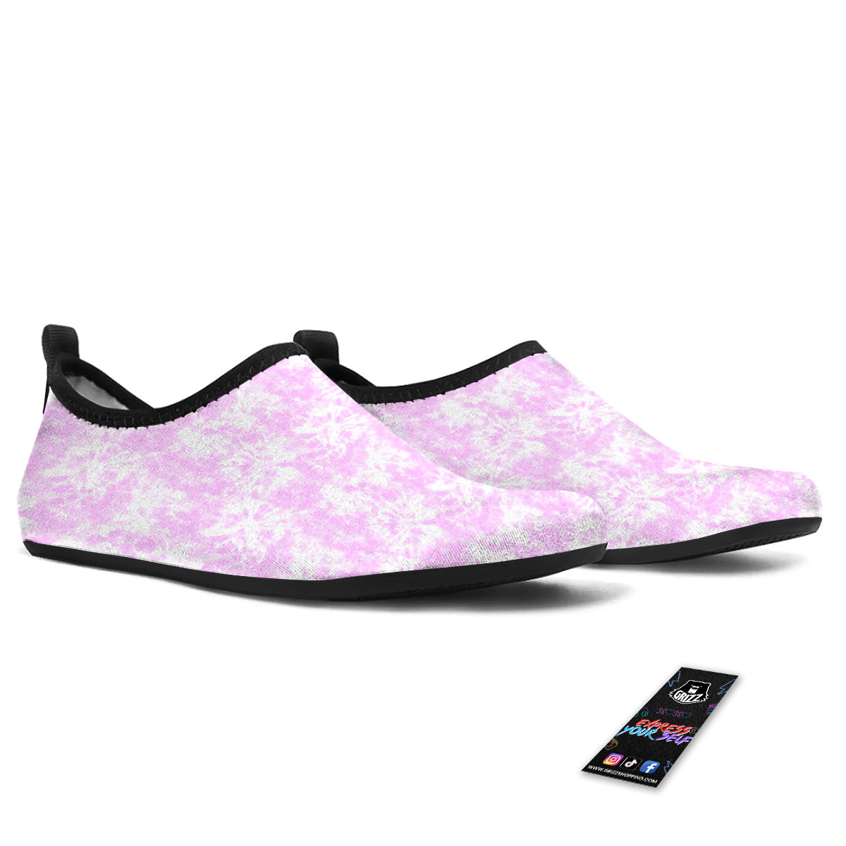 Tie Dye Shibori Pink Print Pattern Water Shoes-grizzshop