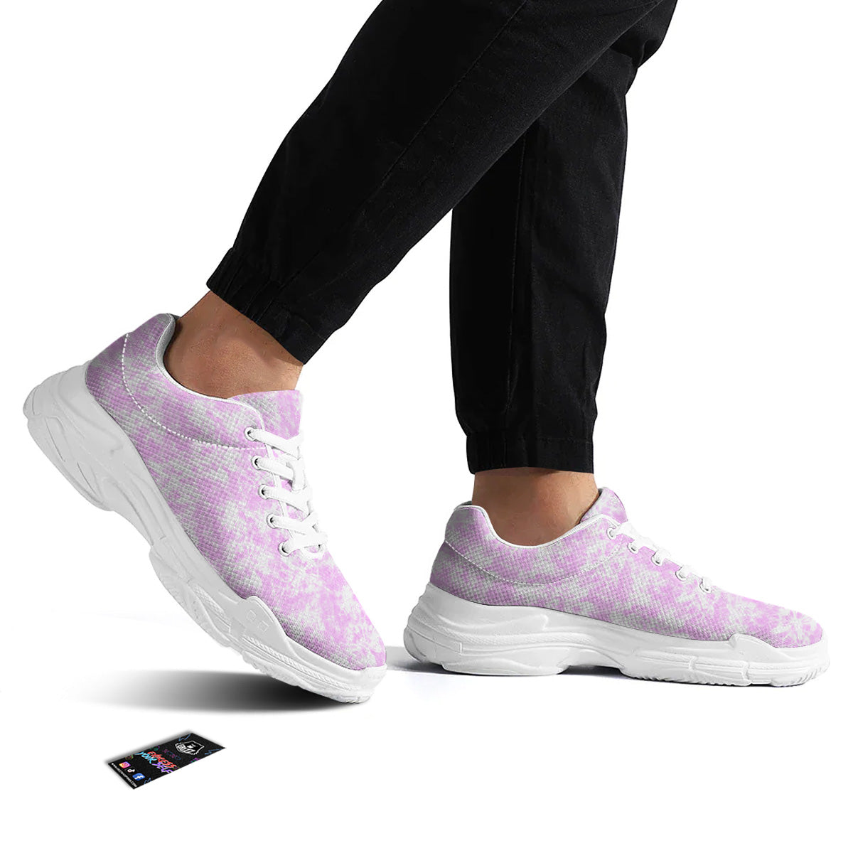 Tie Dye Shibori Pink Print Pattern White Chunky Shoes-grizzshop