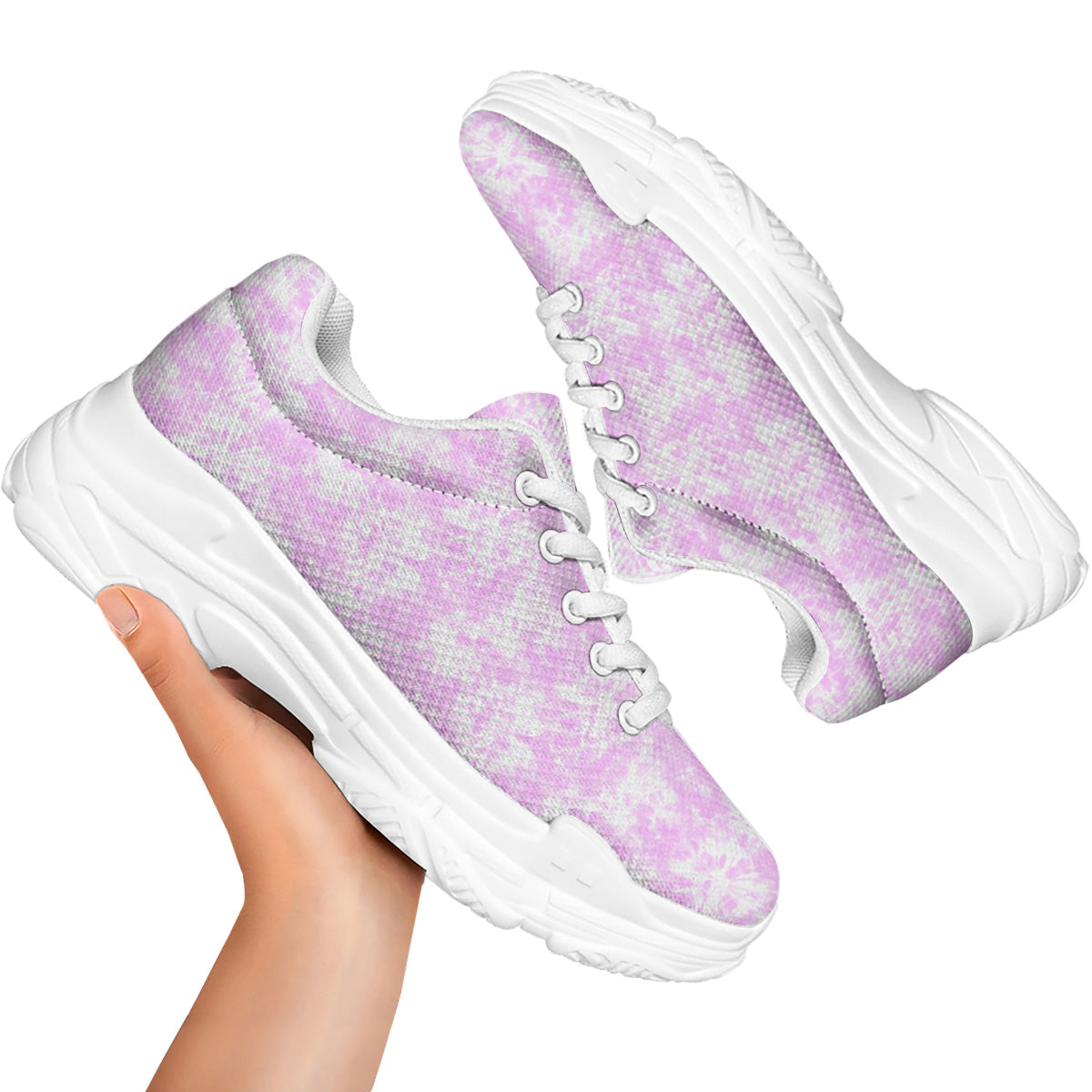 Tie Dye Shibori Pink Print Pattern White Chunky Shoes-grizzshop