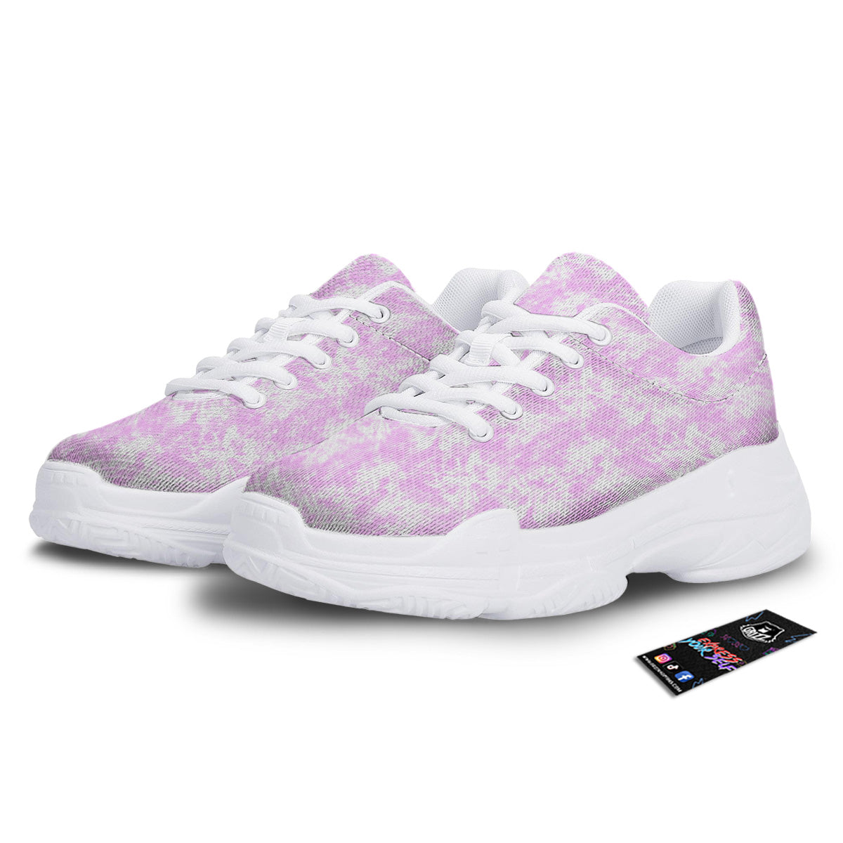 Tie Dye Shibori Pink Print Pattern White Chunky Shoes-grizzshop