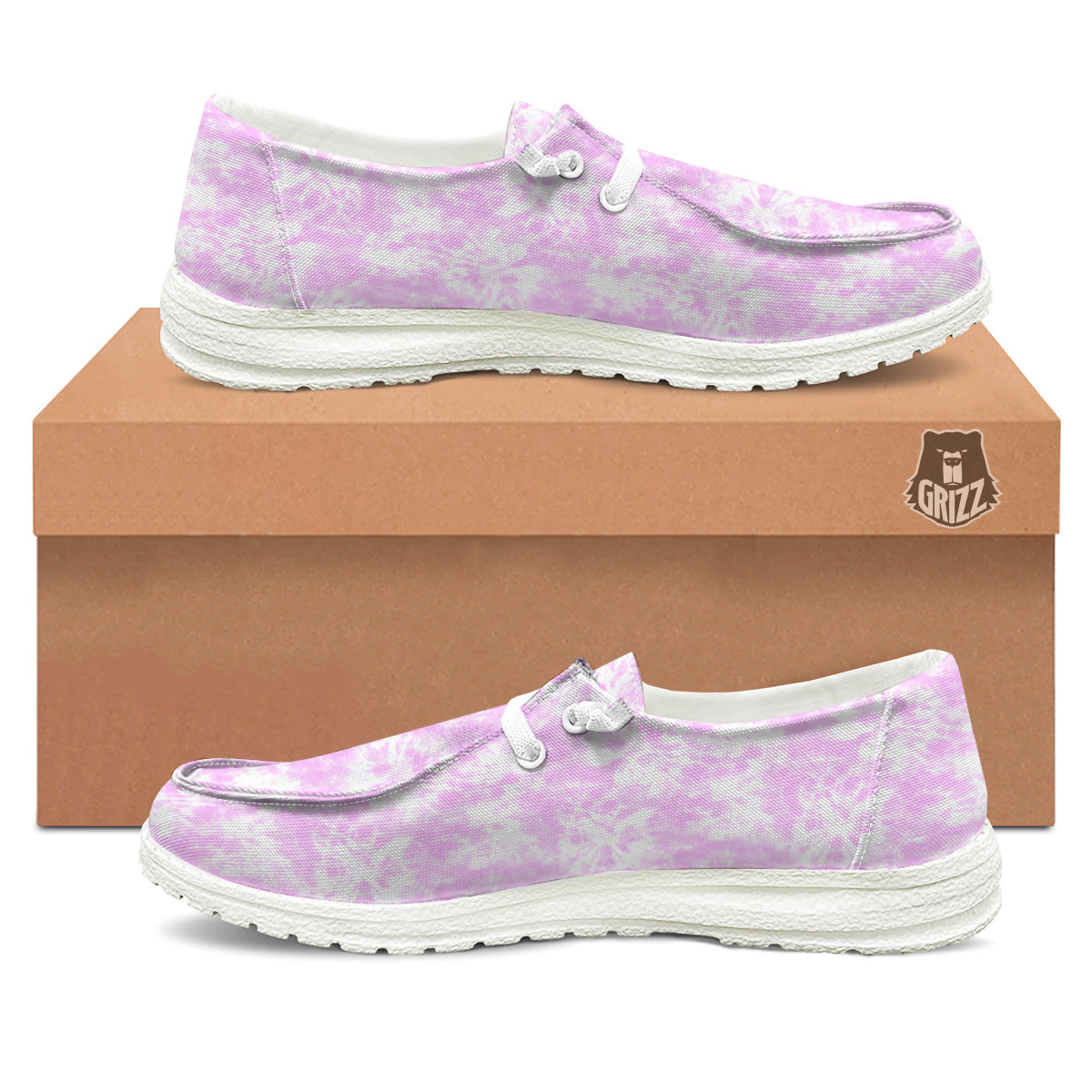 Tie Dye Shibori Pink Print Pattern White Loafers-grizzshop