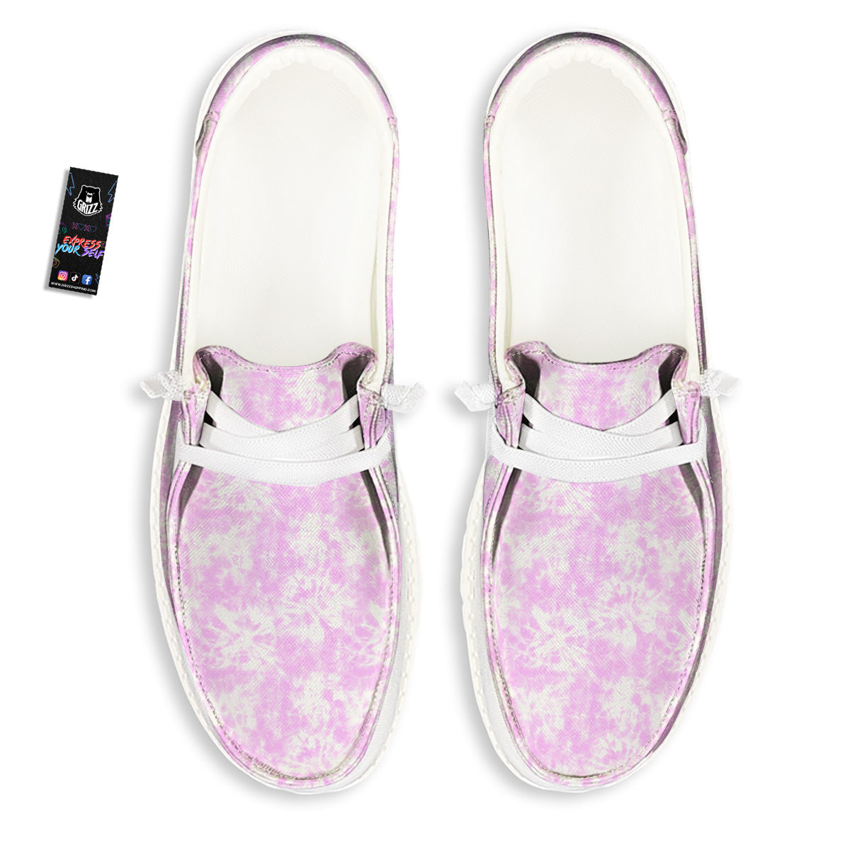 Tie Dye Shibori Pink Print Pattern White Loafers-grizzshop