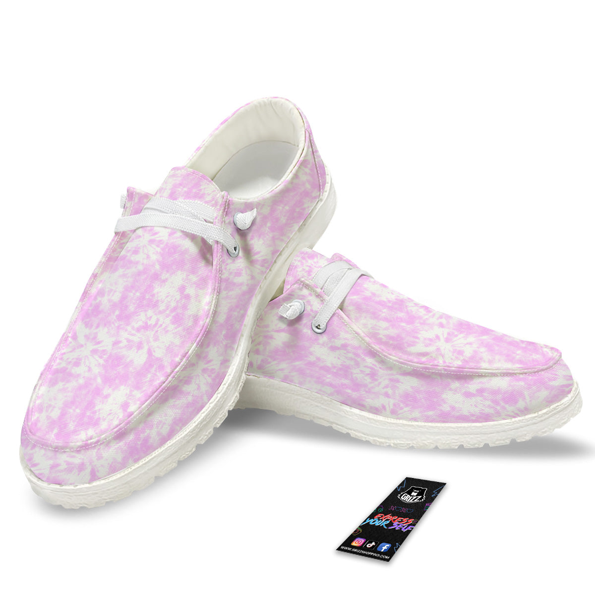 Tie Dye Shibori Pink Print Pattern White Loafers-grizzshop