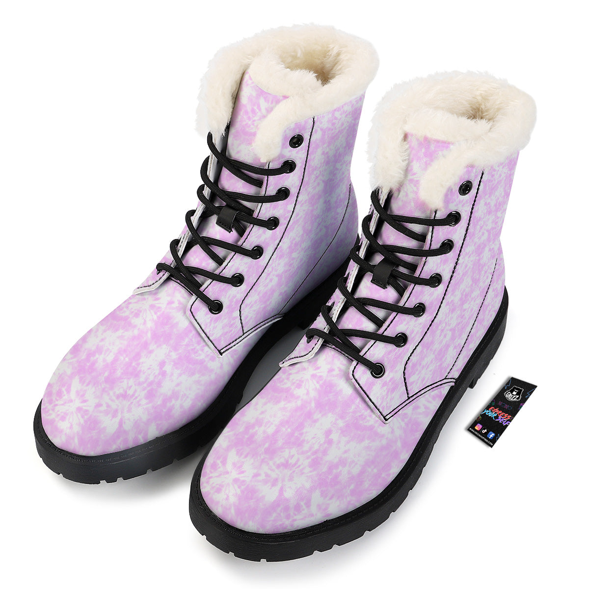 Tie Dye Shibori Pink Print Pattern Winter Boots-grizzshop