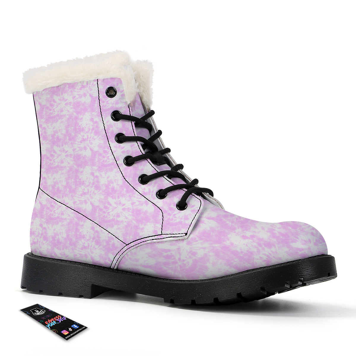 Tie Dye Shibori Pink Print Pattern Winter Boots-grizzshop