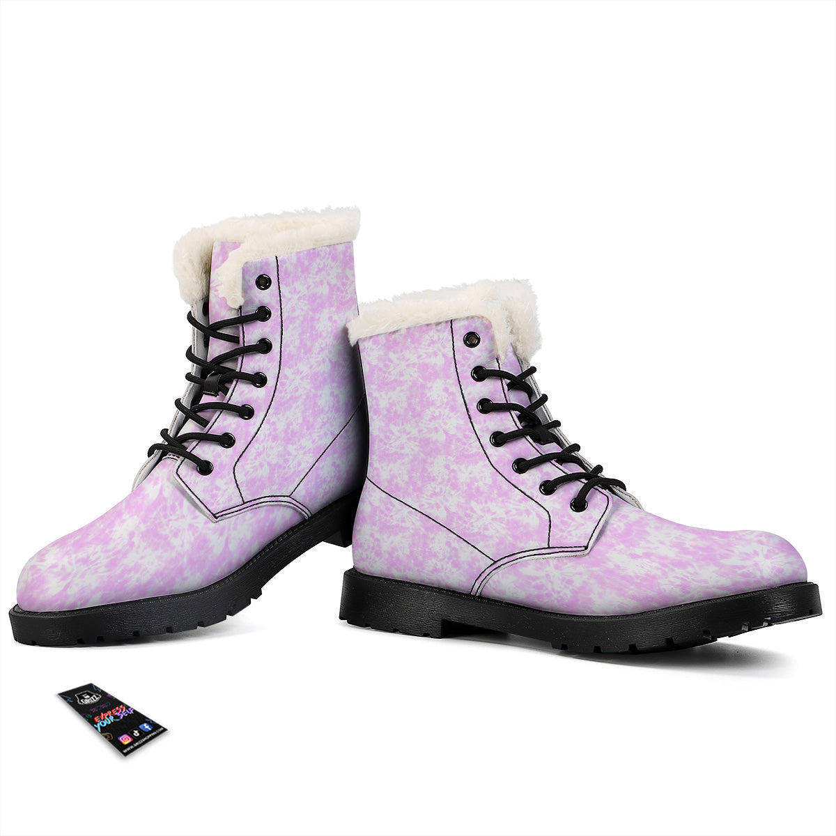 Tie Dye Shibori Pink Print Pattern Winter Boots-grizzshop