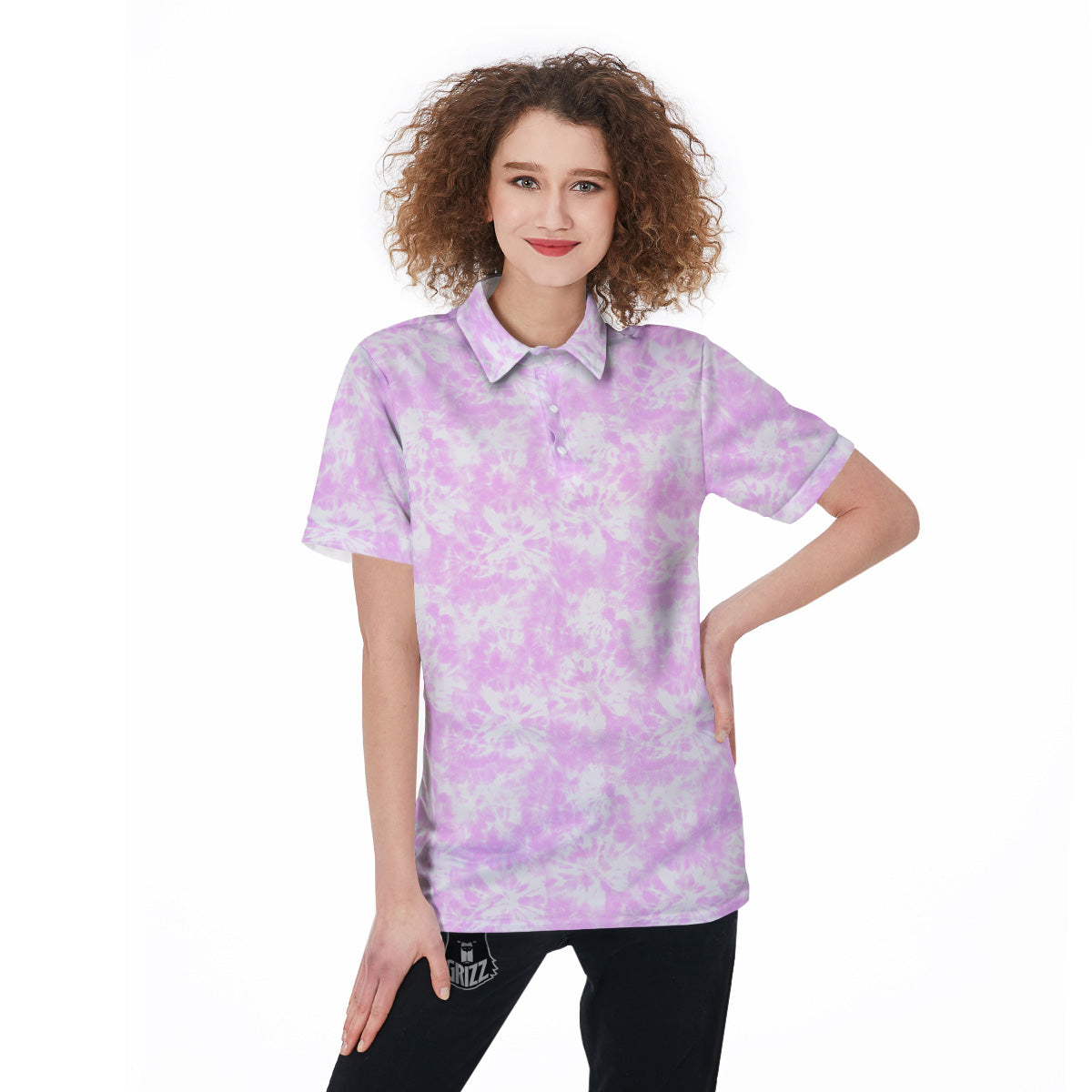 Tie Dye Shibori Pink Print Pattern Women's Golf Shirts-grizzshop