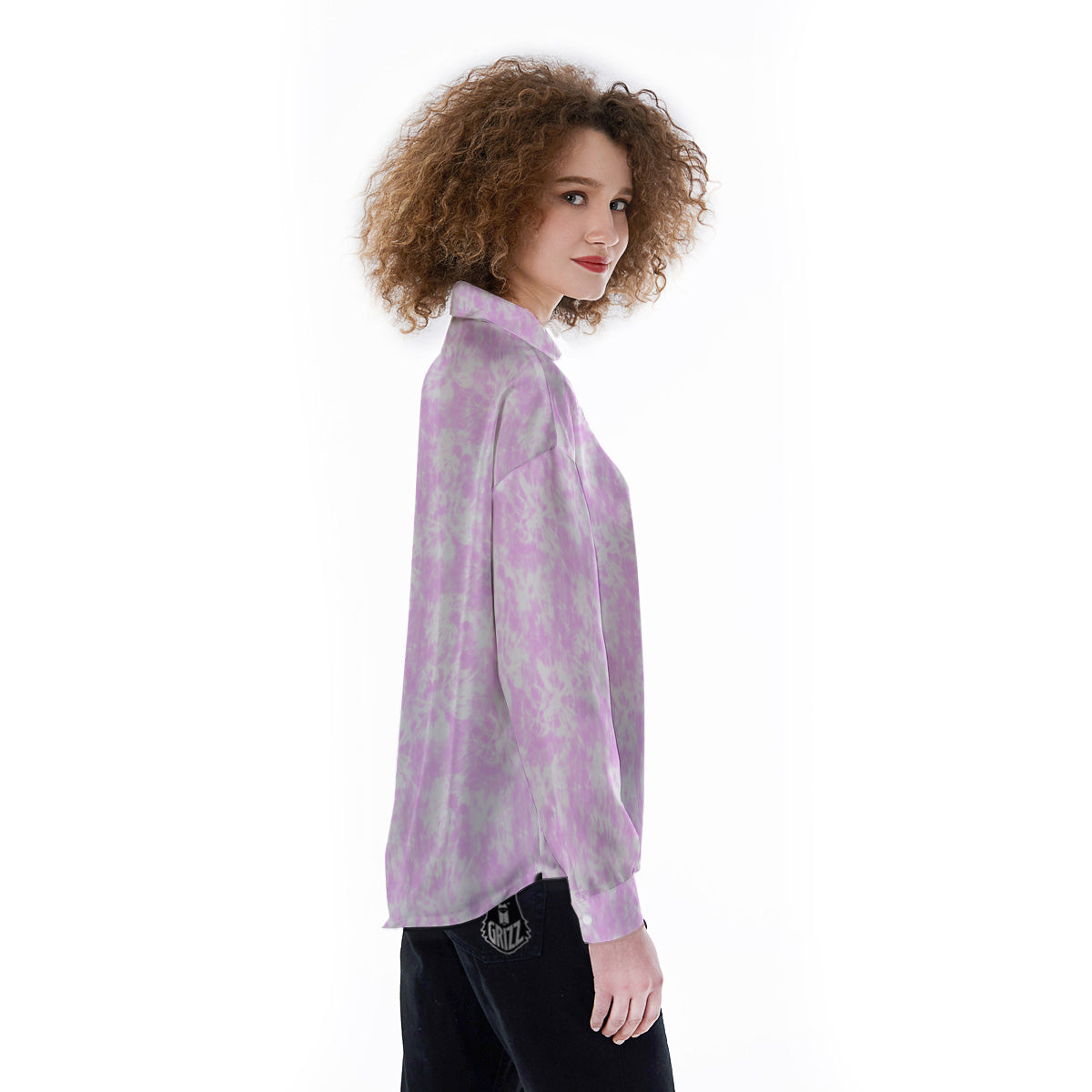 Tie Dye Shibori Pink Print Pattern Women's Long Sleeve Shirts-grizzshop