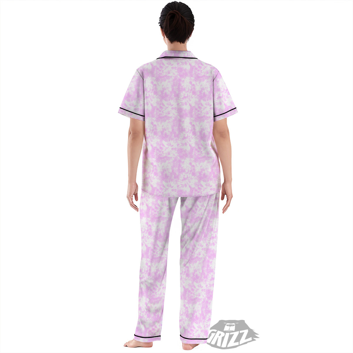 Tie Dye Shibori Pink Print Pattern Women's Pajamas Set-grizzshop