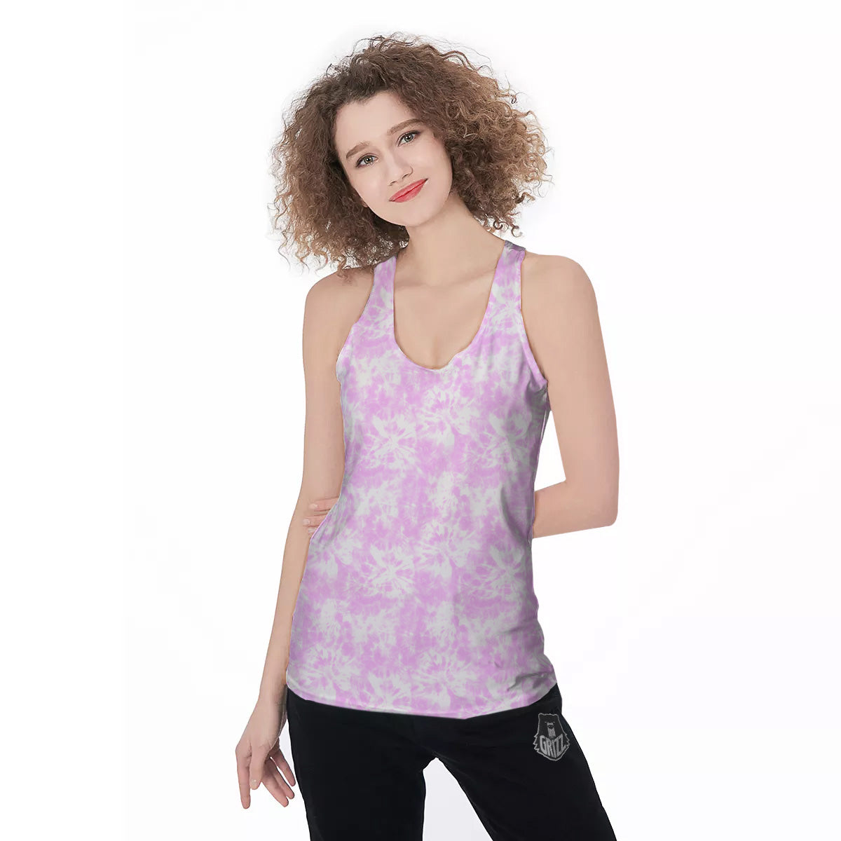 Tie Dye Shibori Pink Print Pattern Women's Racerback Tank Top-grizzshop