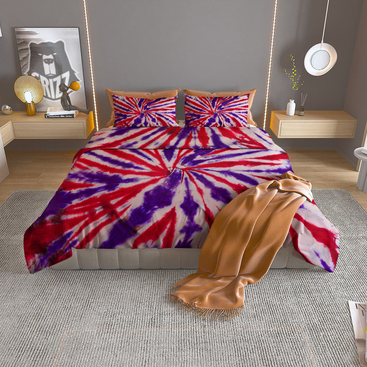 Tropical Leaves Watercolor Print Pattern Duvet Cover Bedding Set