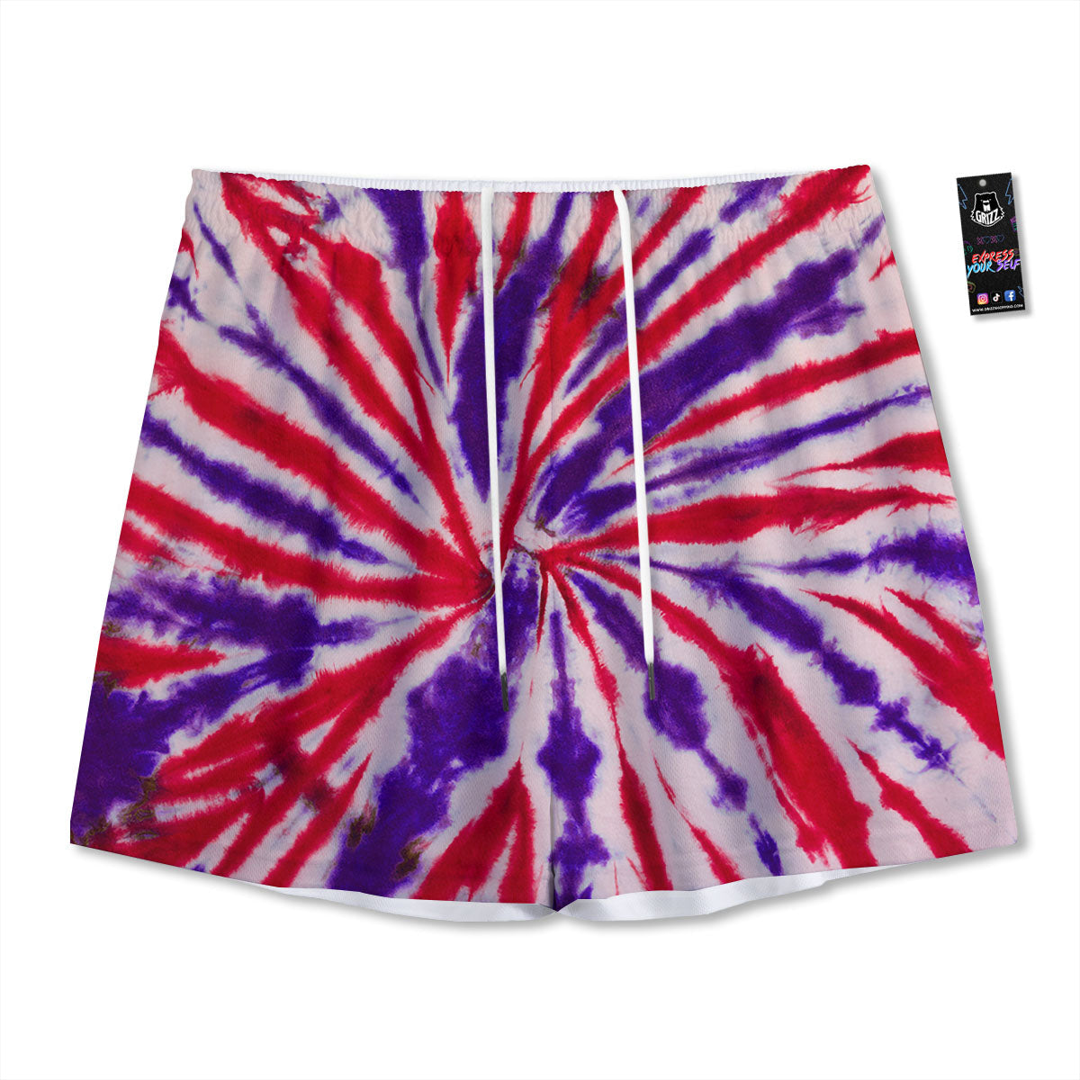 Tie Dye Spider Red And Purple Print Mesh Shorts