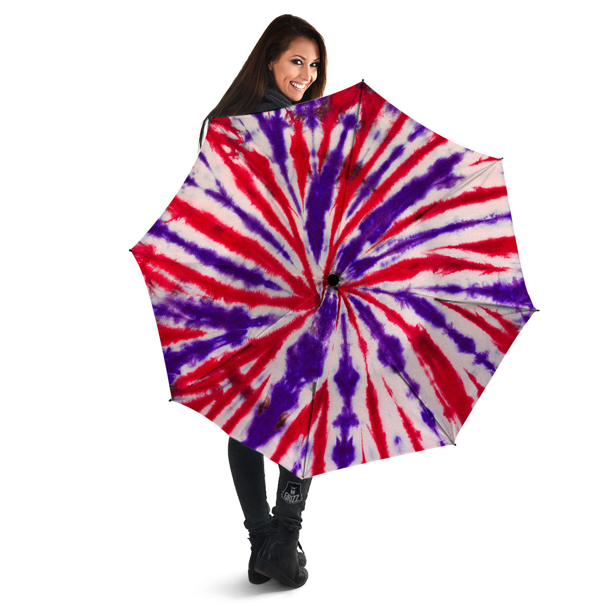 Tie Dye Spider Red And Purple Print Umbrella-grizzshop