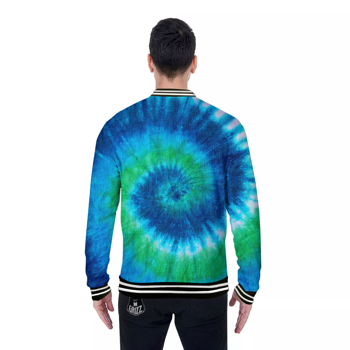 Tie Dye Spiral Print Baseball Jacket-grizzshop