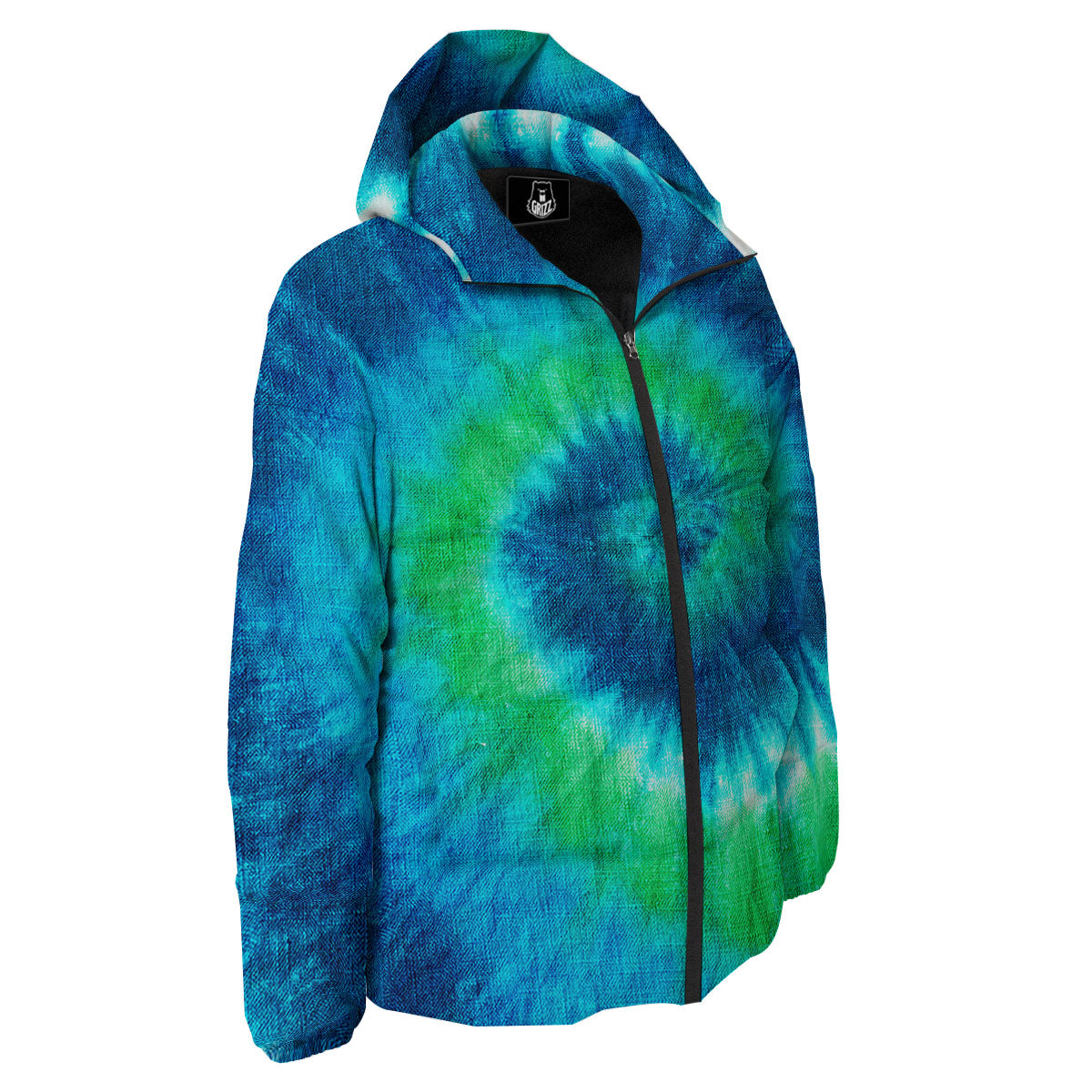 Tie Dye Spiral Print Down Jacket-grizzshop