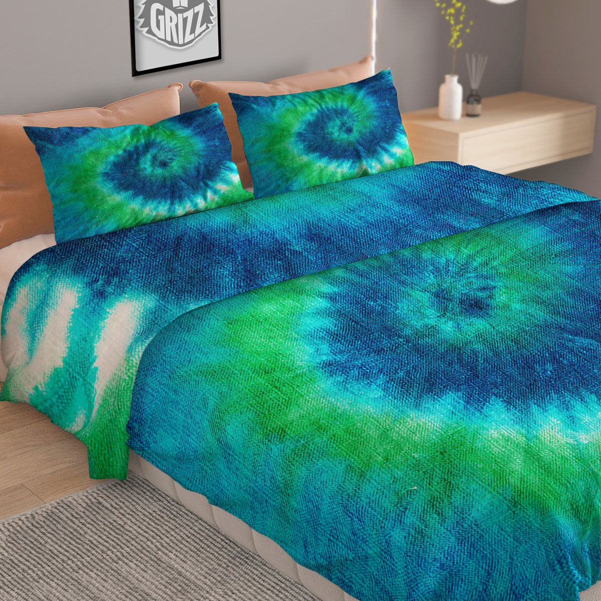 Tropical Teal Aloha Print Pattern Duvet Cover Bedding Set