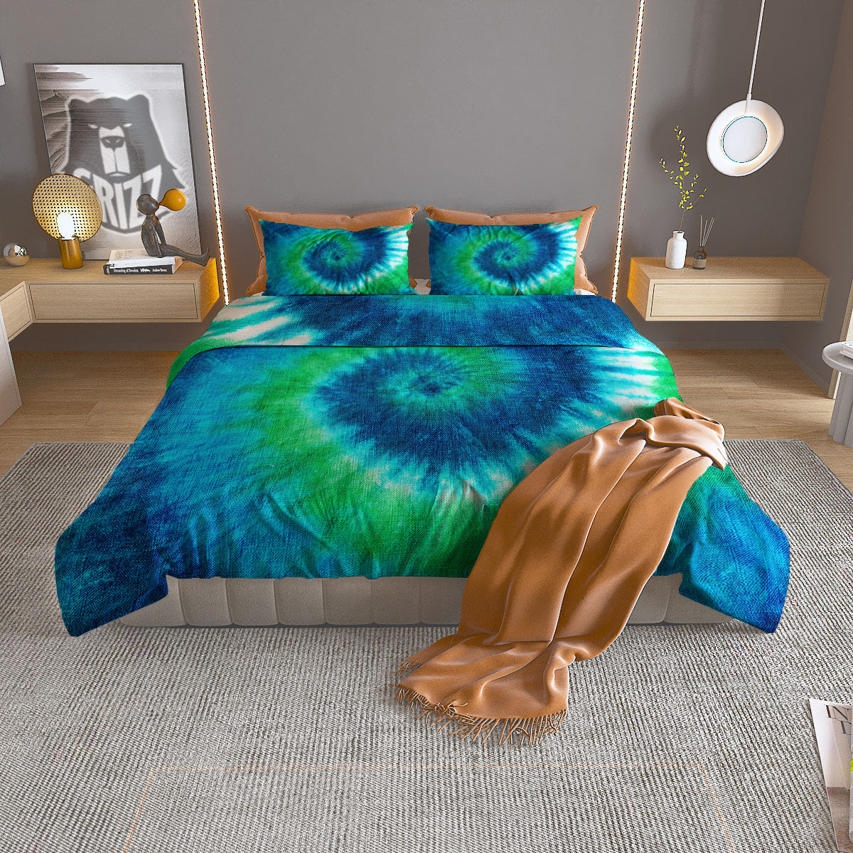 Tropical Teal Aloha Print Pattern Duvet Cover Bedding Set