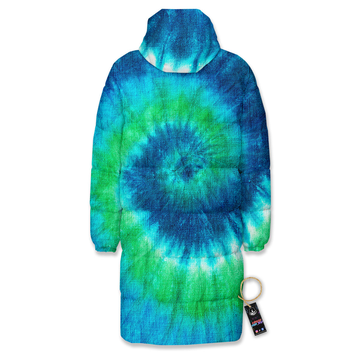 Tie Dye Spiral Print Long Down Jacket-grizzshop