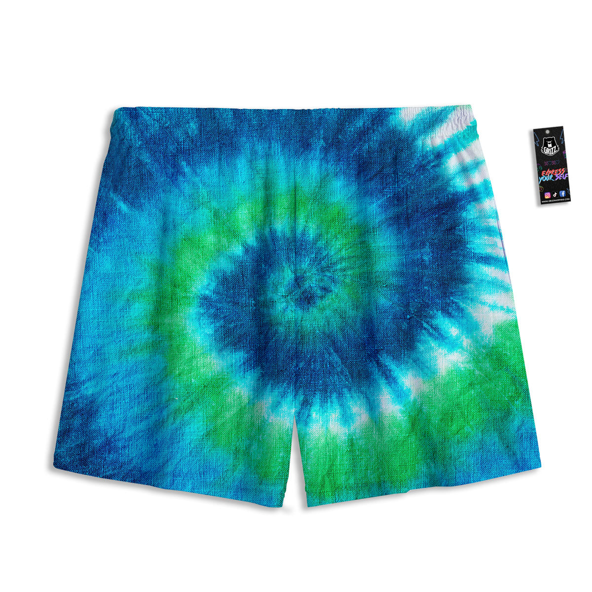 Tie Dye Spiral Print Mesh Shorts