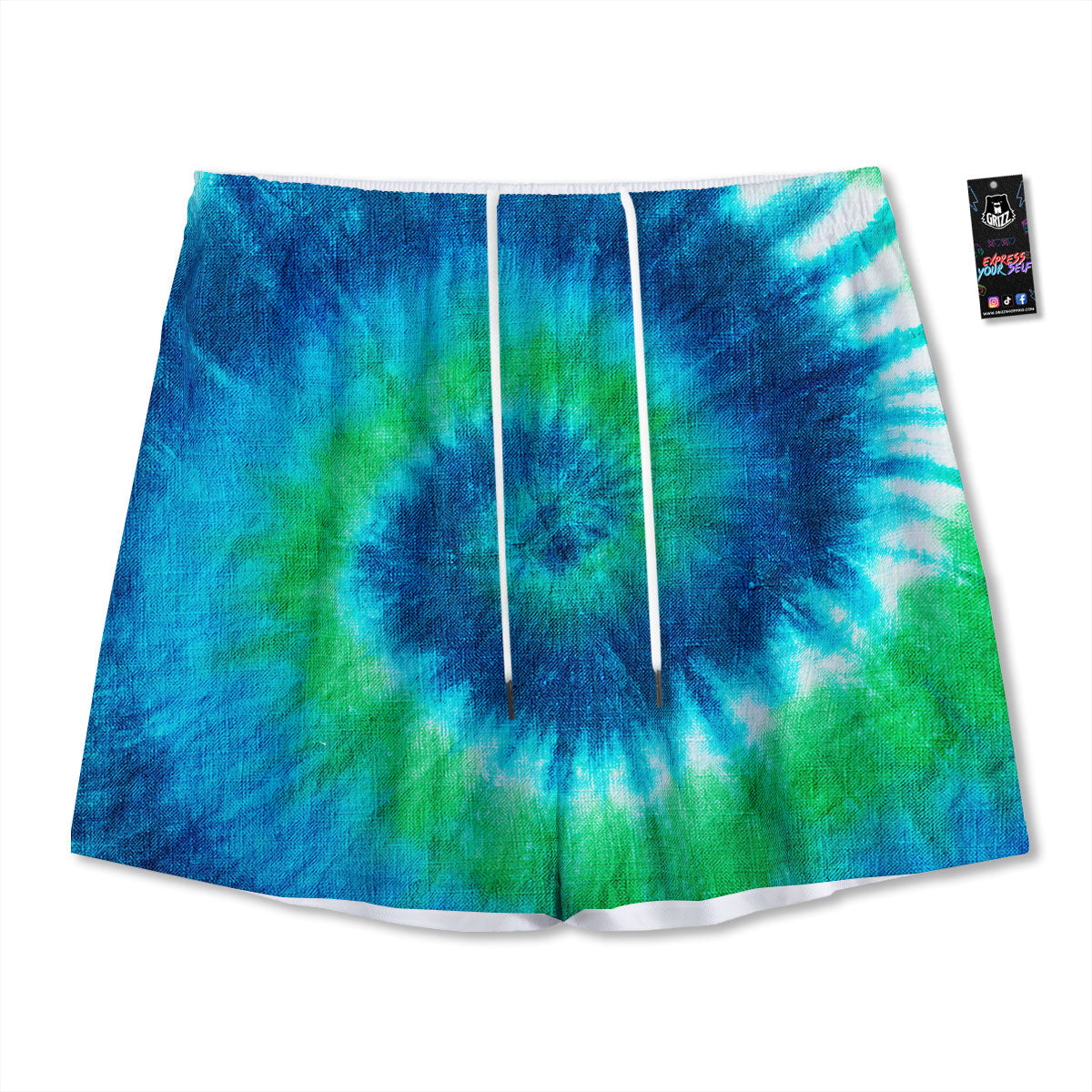 Tie Dye Spiral Print Mesh Shorts