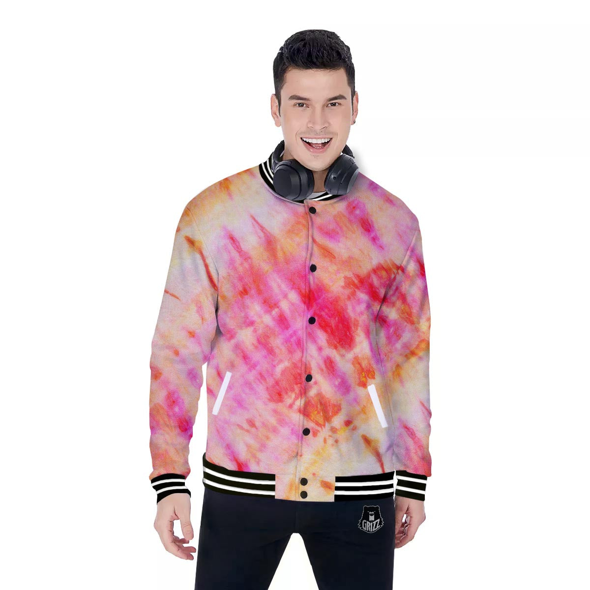 Tie Dye Summer Print Baseball Jacket-grizzshop