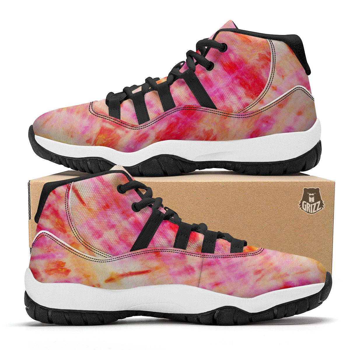 Tie Dye Summer Print Black Bball Shoes-grizzshop