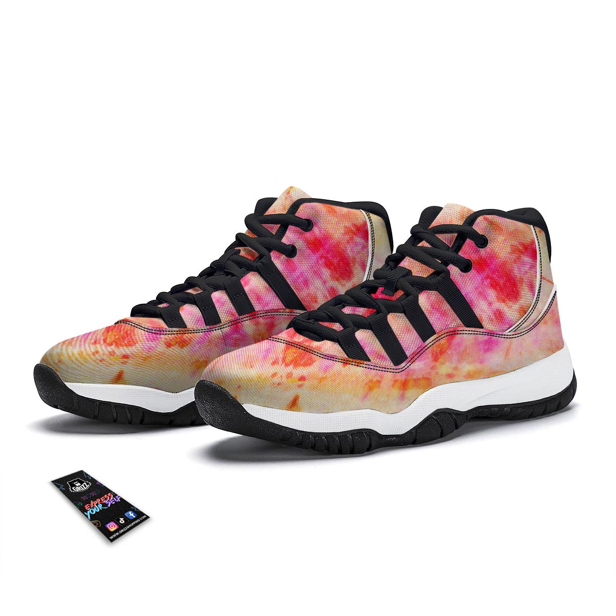Tie Dye Summer Print Black Bball Shoes-grizzshop