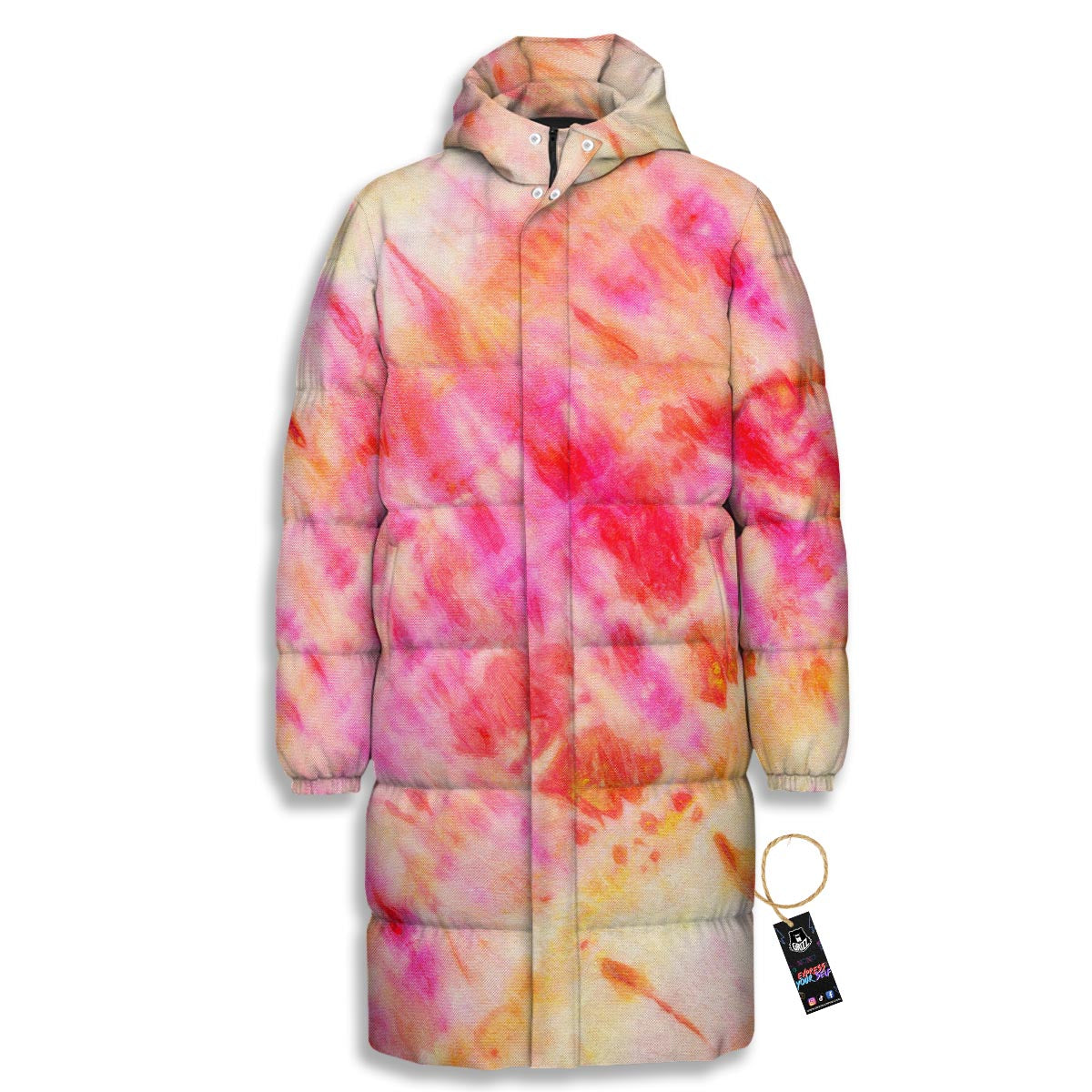 Tie Dye Summer Print Long Down Jacket-grizzshop