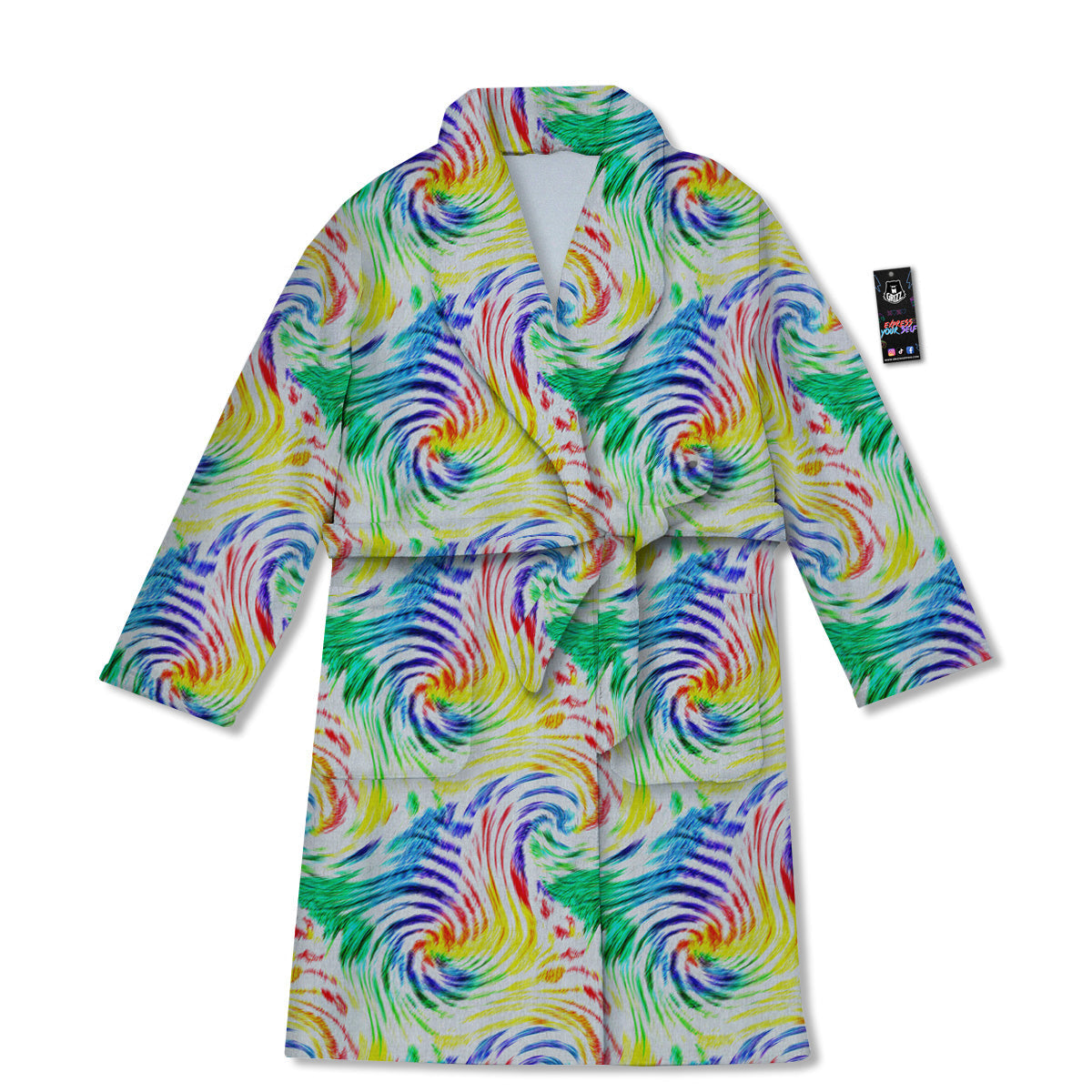 Tie Dye Swirl Colorful Print Pattern Bathrobe-grizzshop
