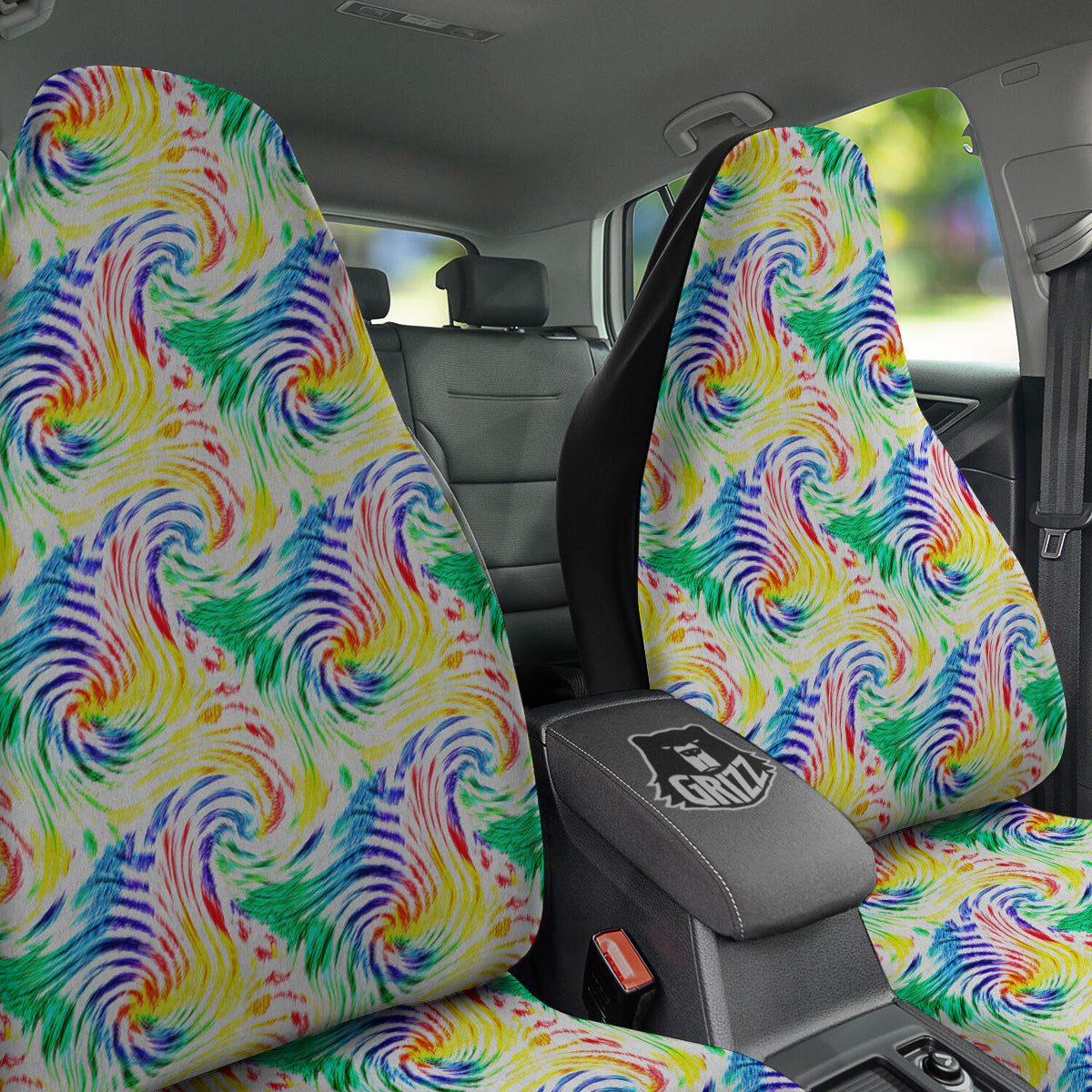 Tie Dye Swirl Colorful Print Pattern Car Seat Covers-grizzshop