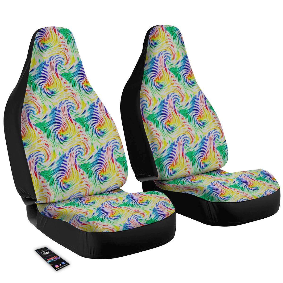 Tie Dye Swirl Colorful Print Pattern Car Seat Covers-grizzshop