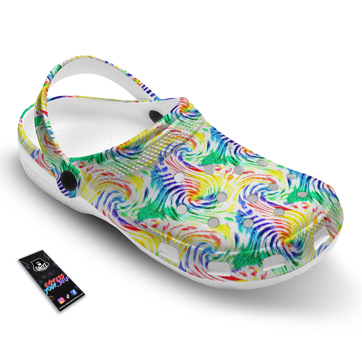 Tie Dye Swirl Colorful Print Pattern Clog-grizzshop