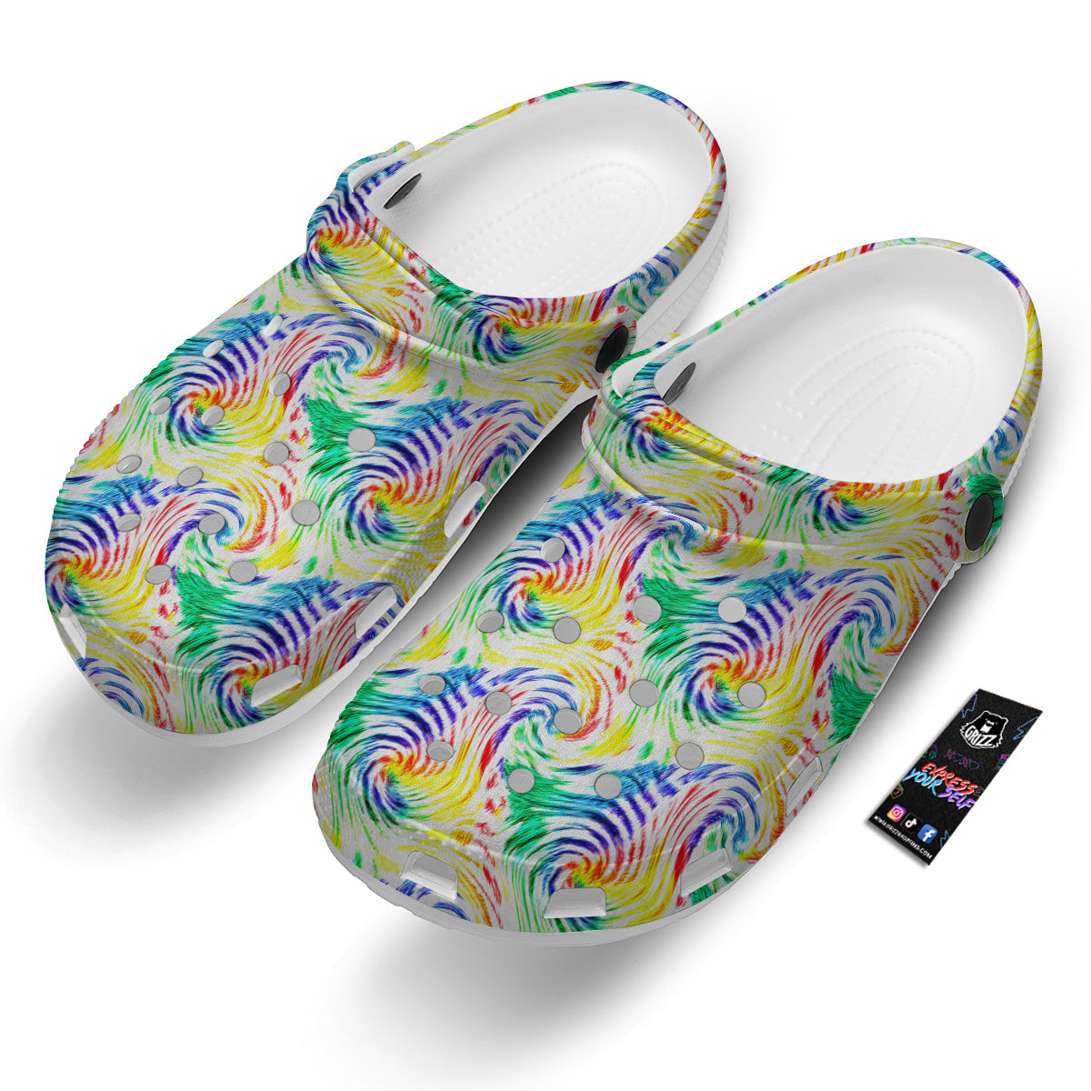 Tie Dye Swirl Colorful Print Pattern Clog-grizzshop