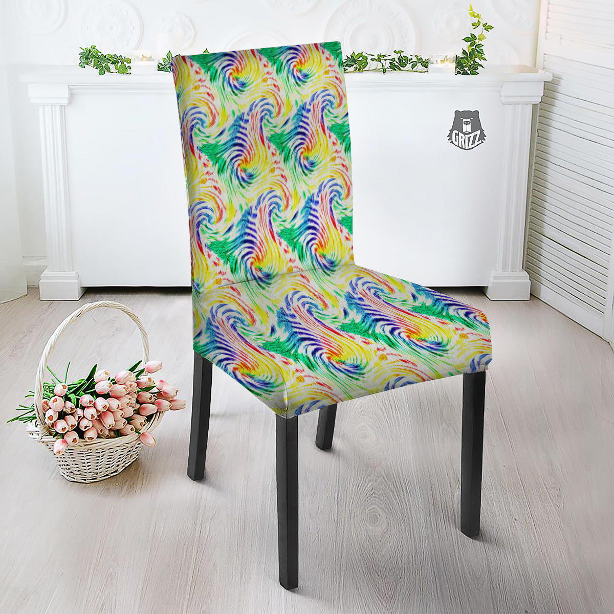 Tie Dye Swirl Colorful Print Pattern Dining Chair Slipcover-grizzshop