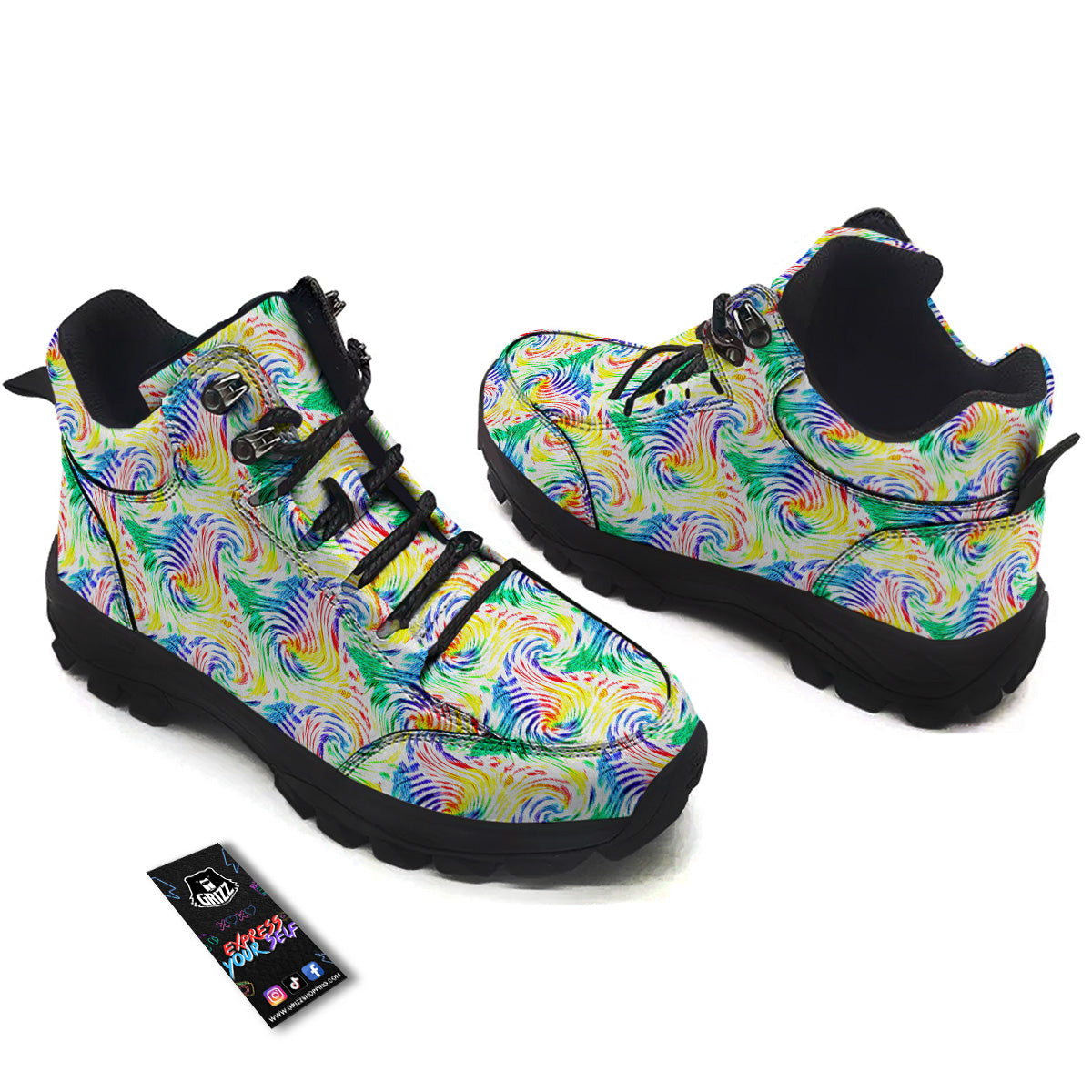 Tie Dye Swirl Colorful Print Pattern Hiking Shoes-grizzshop