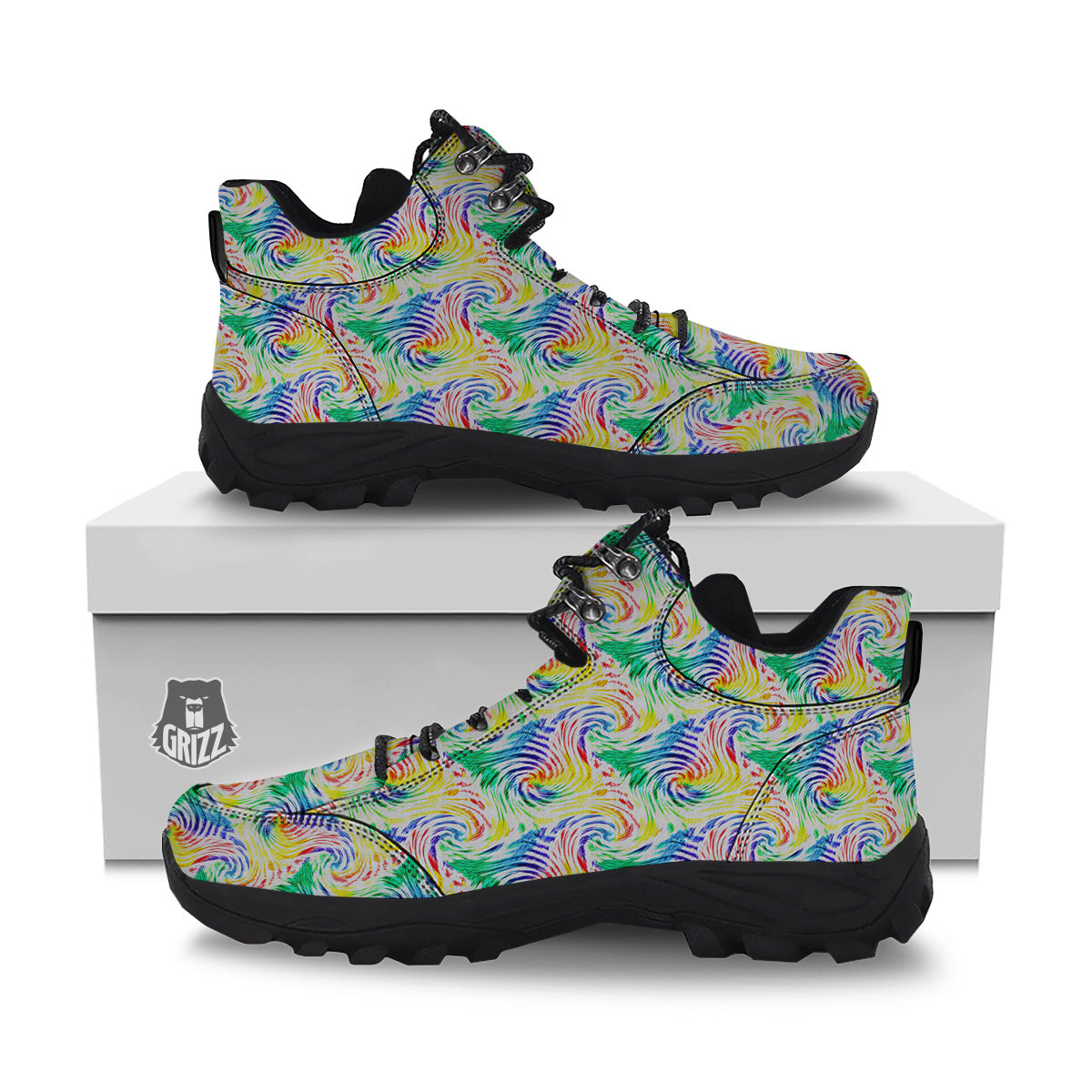 Tie Dye Swirl Colorful Print Pattern Hiking Shoes-grizzshop