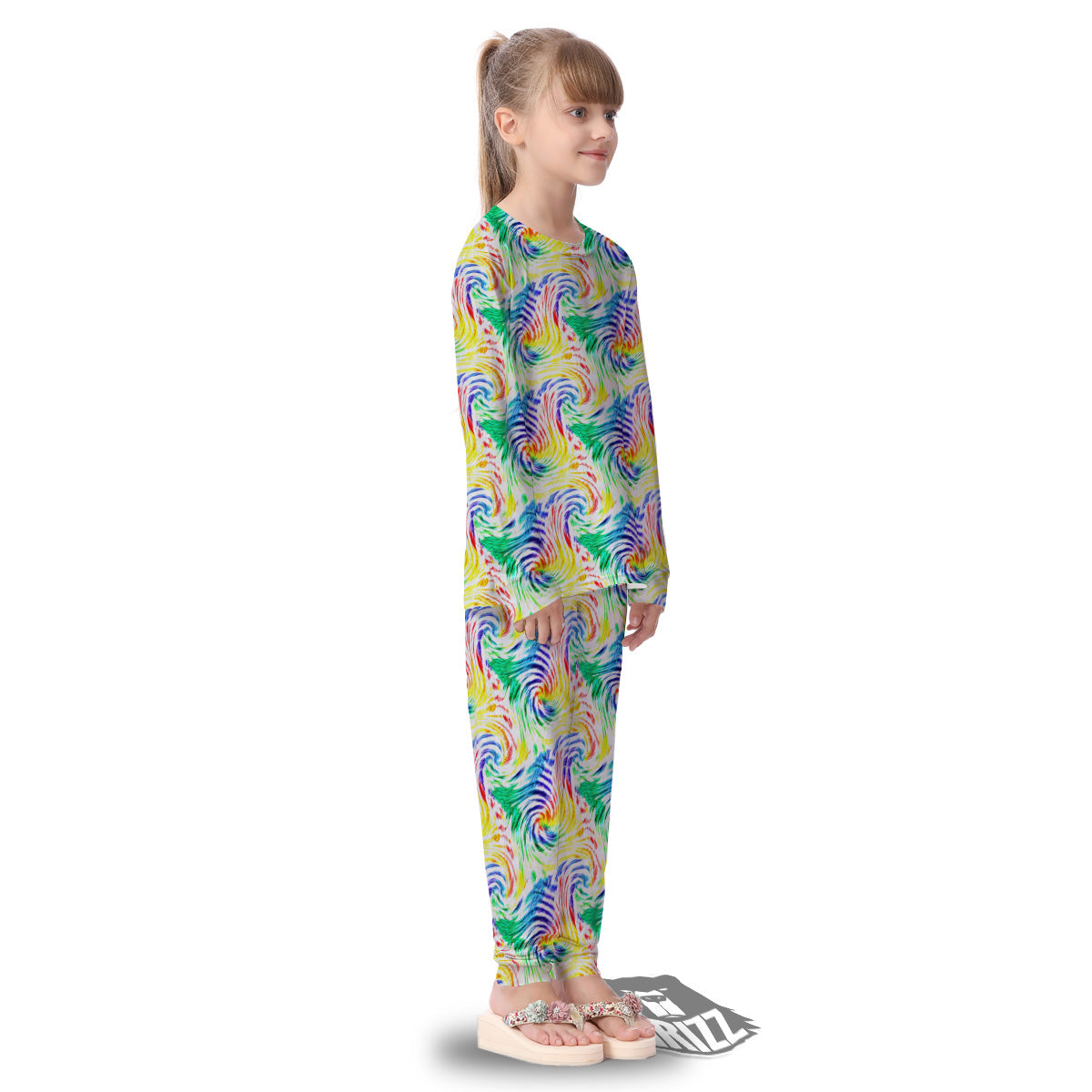 Tie Dye Swirl Colorful Print Pattern Kid's Pajamas-grizzshop