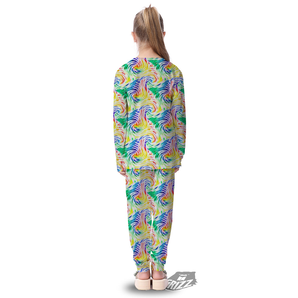 Tie Dye Swirl Colorful Print Pattern Kid's Pajamas-grizzshop