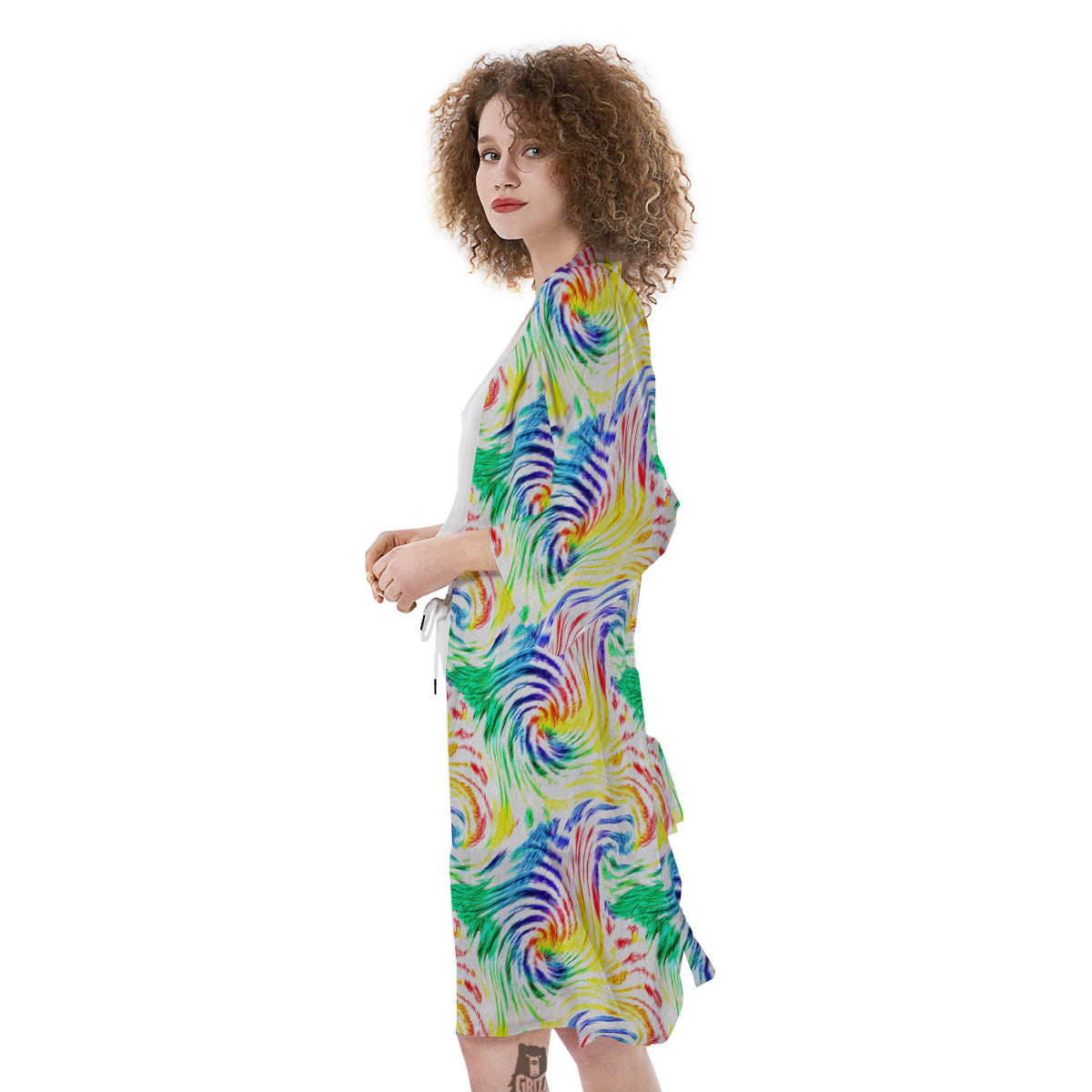 Tie Dye Swirl Colorful Print Pattern Kimono-grizzshop