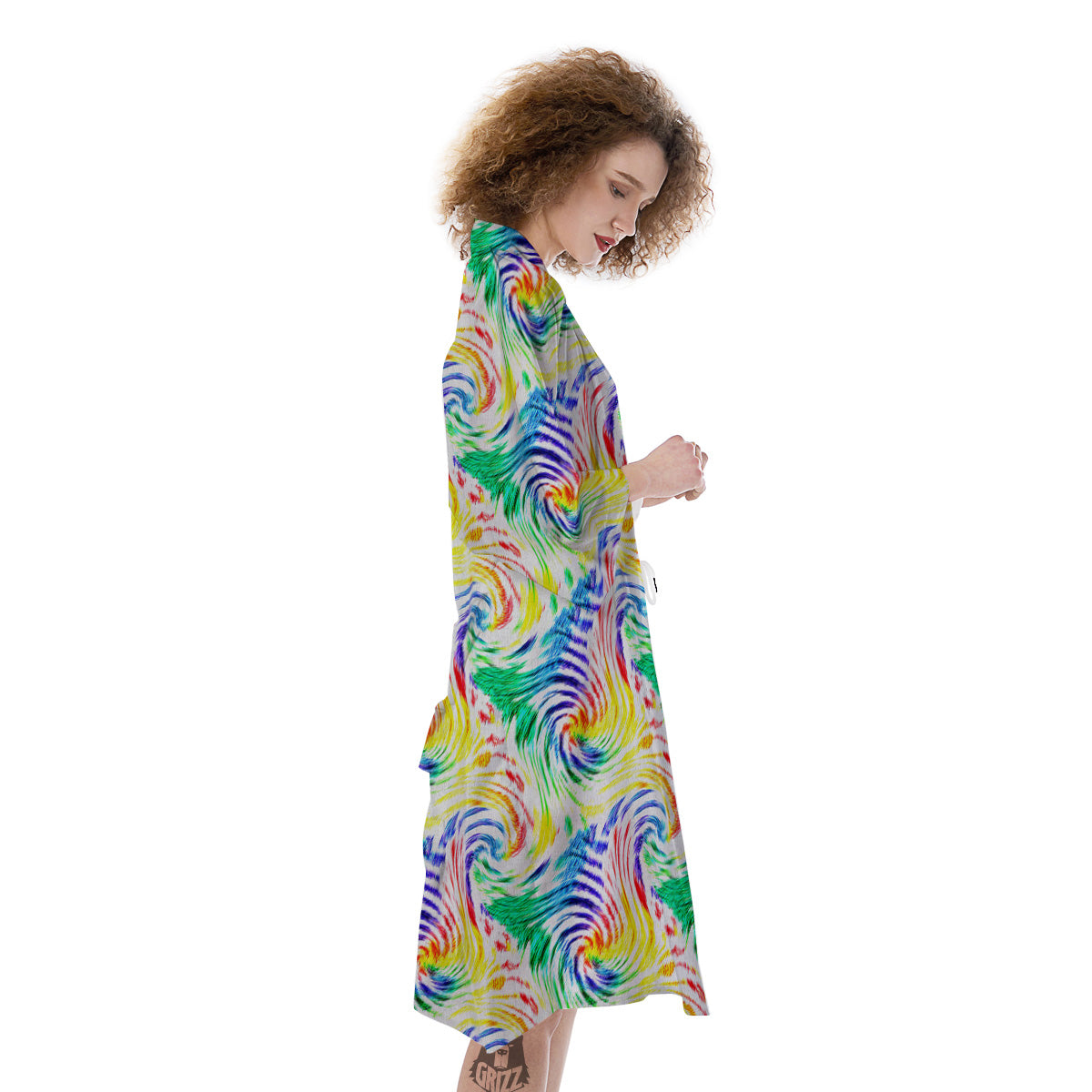 Tie Dye Swirl Colorful Print Pattern Kimono-grizzshop