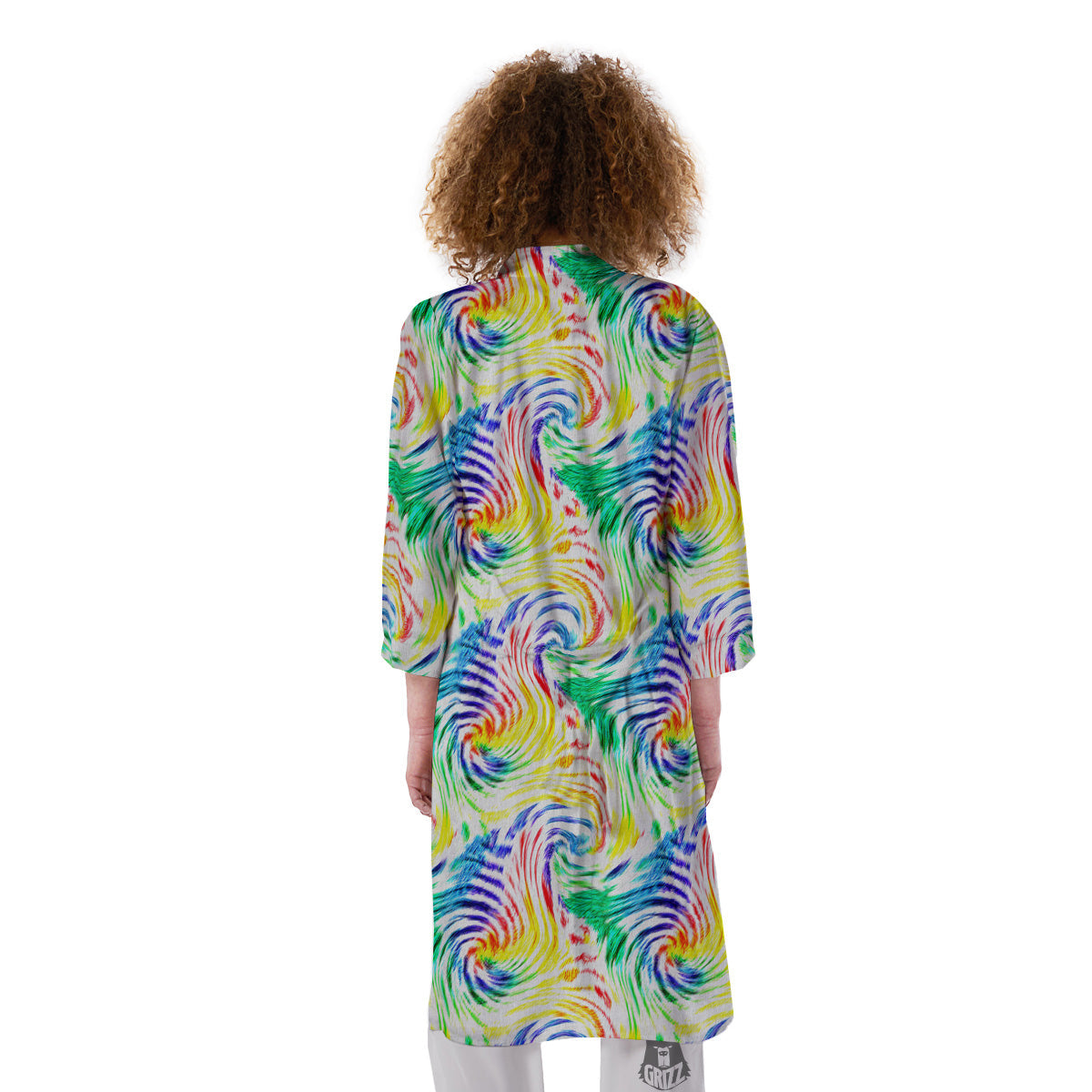 Tie Dye Swirl Colorful Print Pattern Kimono-grizzshop