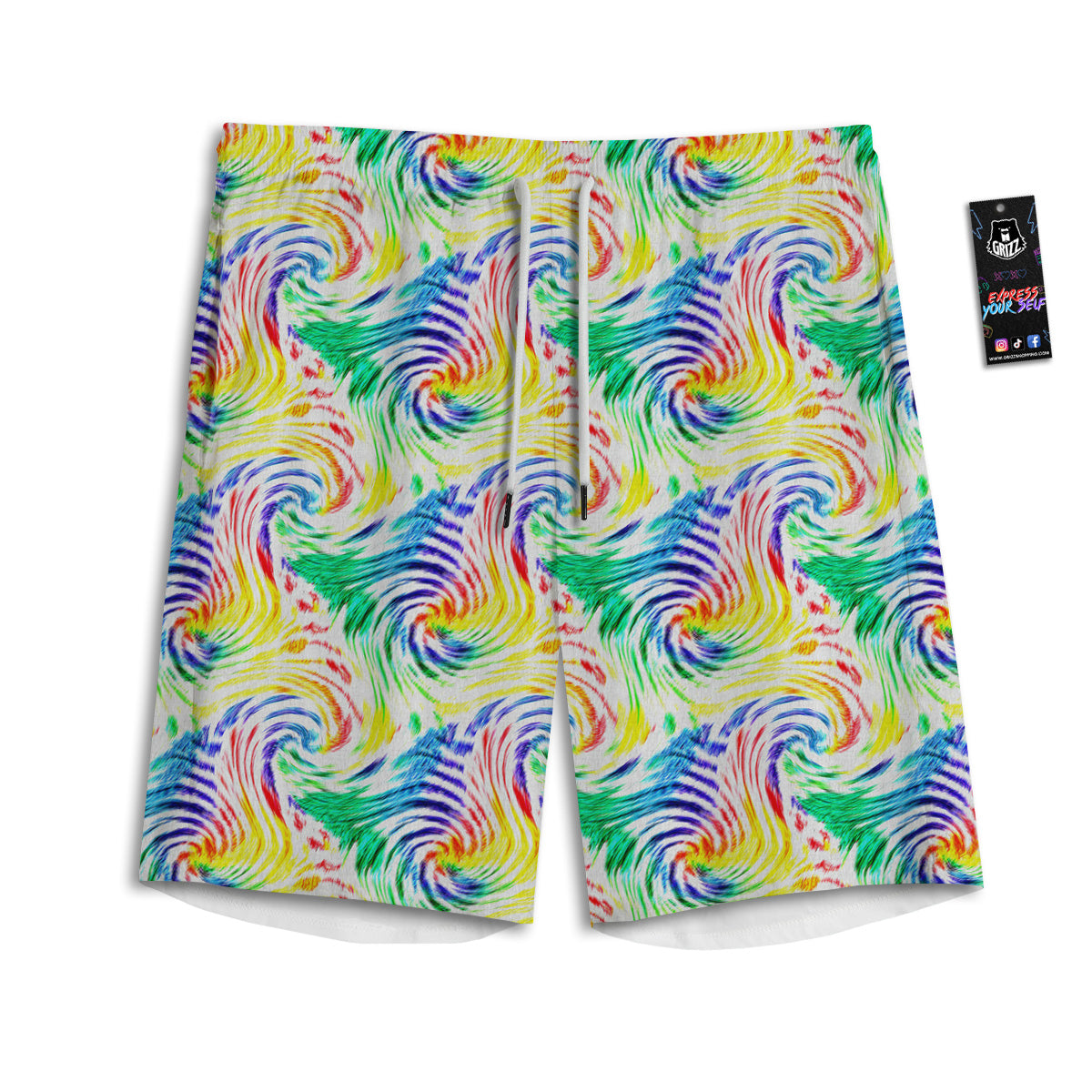 Tie Dye Swirl Colorful Print Pattern Men's Athletic Shorts