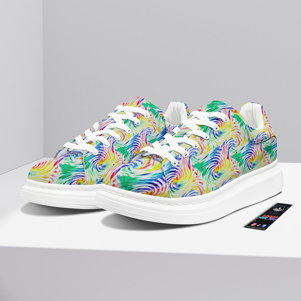Tie Dye Swirl Colorful Print Pattern Platform Shoes-grizzshop