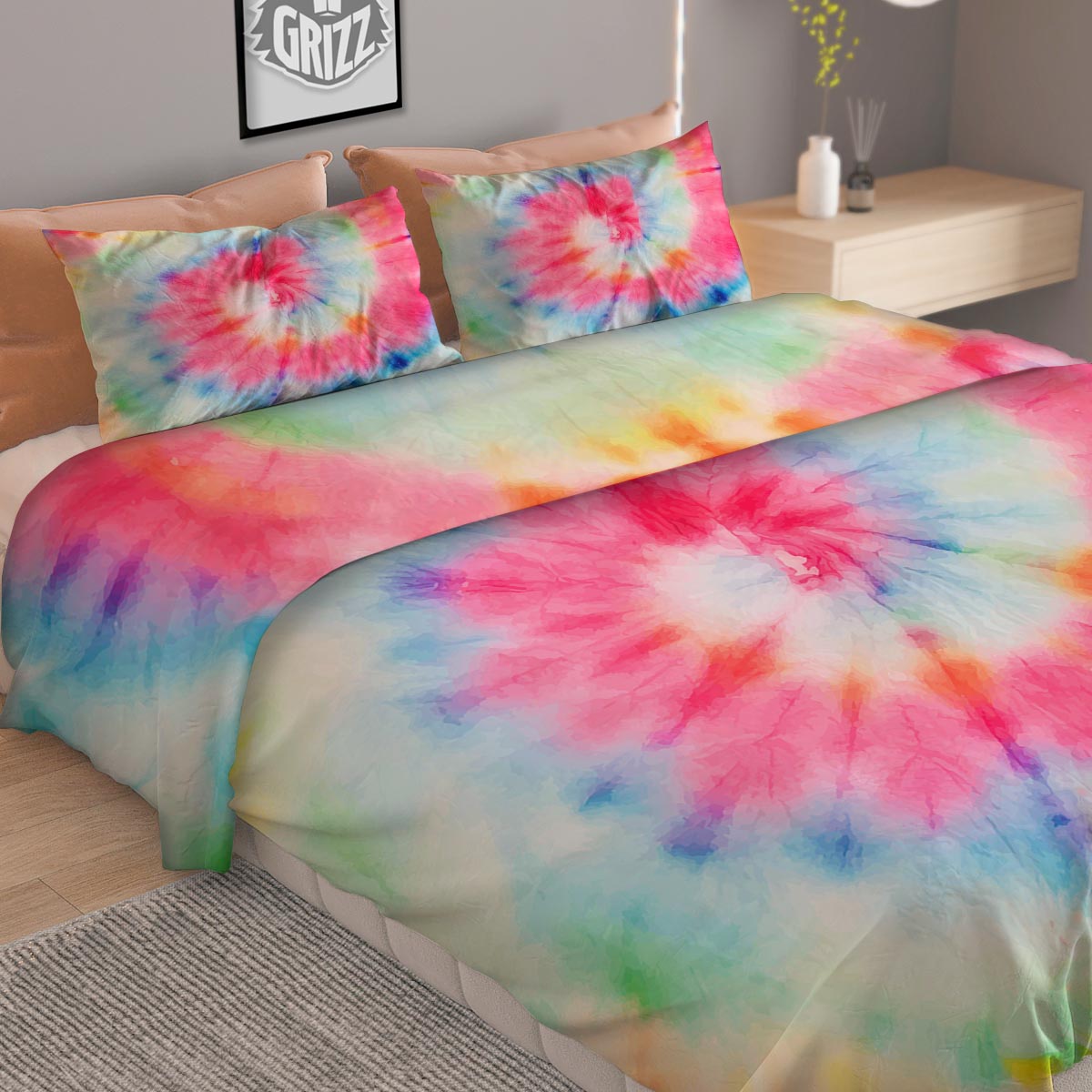 Tie Dye Swirl Print Duvet Cover Bedding Set