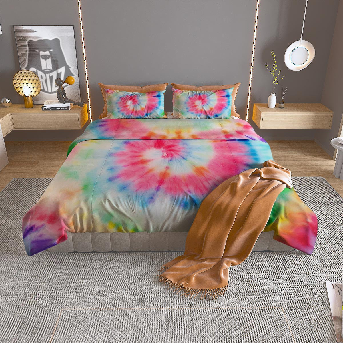 Tie Dye Swirl Print Duvet Cover Bedding Set