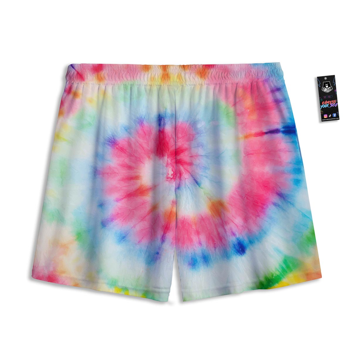 Tie Dye Swirl Print Mesh Shorts