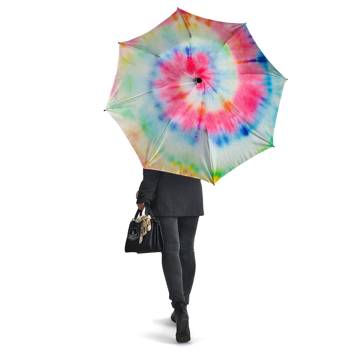 Tie Dye Swirl Print Umbrella-grizzshop