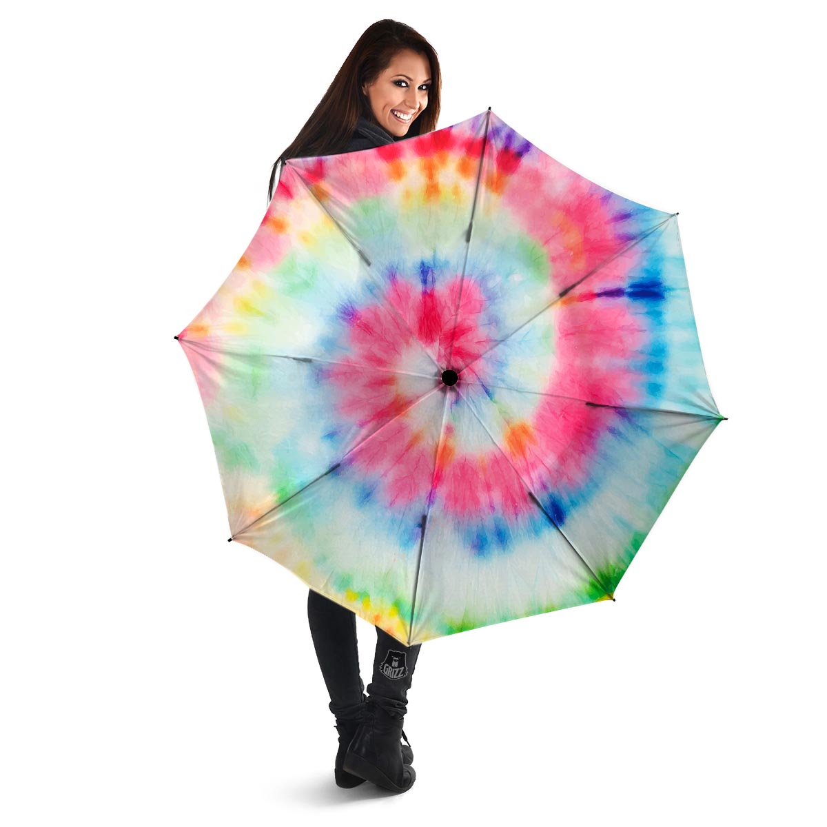 Tie Dye Swirl Print Umbrella-grizzshop